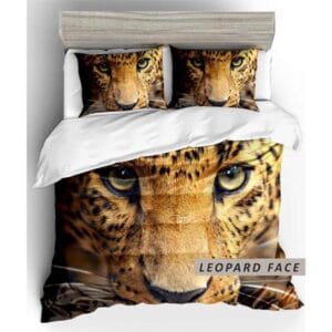 ست لحاف تک نفره ۴ تکه سه بعدی king size -طرح LEOPARD FACE